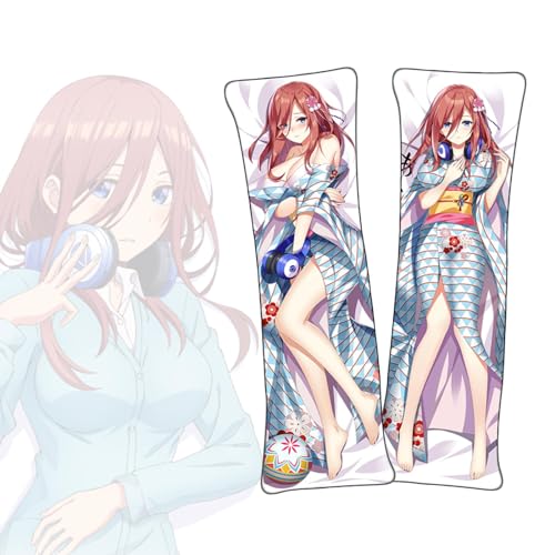 FDSAD Anime Kissenbezüge The Quintessential Quintuplets Nakano Miku Dakimakura kurzer Plüschstoff doppelseitiger Anime Körper Kissenbezug von FDSAD