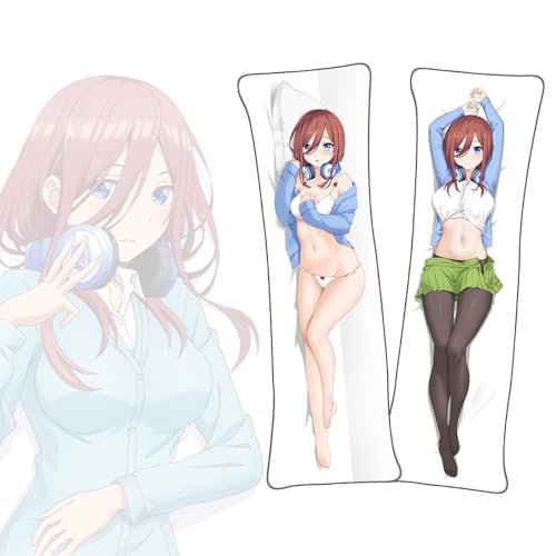 FDSAD Anime Kissenbezüge The Quintessential Quintuplets Nakano Miku Dakimakura kurzer Plüschstoff doppelseitiger Anime Körper Kissenbezug von FDSAD