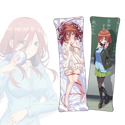 FDSAD Anime Kissenbezüge The Quintessential Quintuplets Nakano Miku Dakimakura kurzer Plüschstoff doppelseitiger Anime Körper Kissenbezug von FDSAD