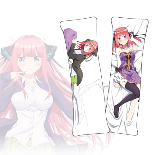 FDSAD Anime Kissenbezüge The Quintessential Quintuplets Nakano Nino Dakimakura kurzer Plüschstoff doppelseitiger Anime Körper Kissenbezug von FDSAD