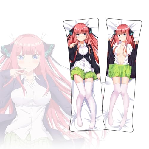 FDSAD Anime Kissenbezüge The Quintessential Quintuplets Nakano Nino Dakimakura kurzer Plüschstoff doppelseitiger Anime Körper Kissenbezug von FDSAD