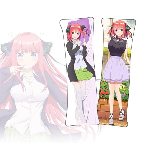 Anime Kissenbezüge The Quintessential Quintuplets Nakano Nino Dakimakura kurzer Plüschstoff doppelseitiger Anime Körper Kissenbezug von FDSAD