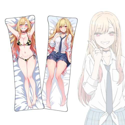 Anime Kissenbezüge My Dress-Up Darling Kitagawa Marin Dakimakura kurzer Plüschstoff doppelseitiger Anime Körper Kissenbezug von FDSAD