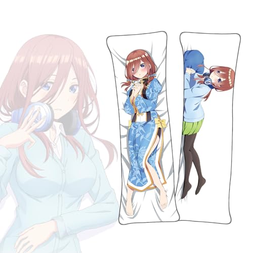 FDSAD Anime Kissenbezüge The Quintessential Quintuplets Nakano Miku Dakimakura kurzer Plüschstoff doppelseitiger Anime Körper Kissenbezug von FDSAD