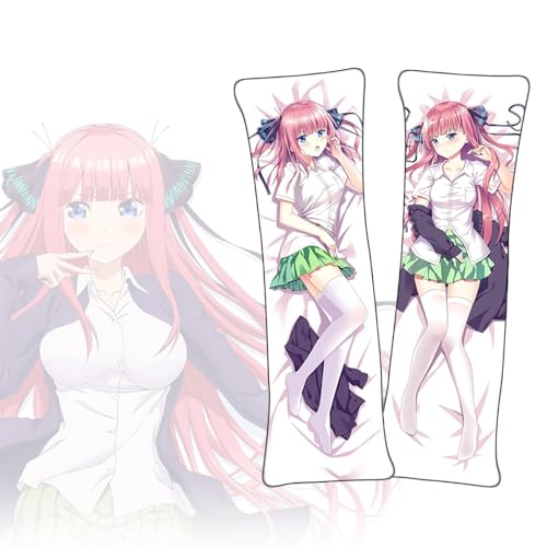 Anime Kissenbezüge The Quintessential Quintuplets Nakano Nino Dakimakura kurzer Plüschstoff doppelseitiger Anime Körper Kissenbezug von FDSAD