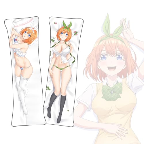 Anime Kissenbezüge The Quintessential Quintuplets Nakano Yotsuba Dakimakura kurzer Plüschstoff doppelseitiger Anime Körper Kissenbezug von FDSAD