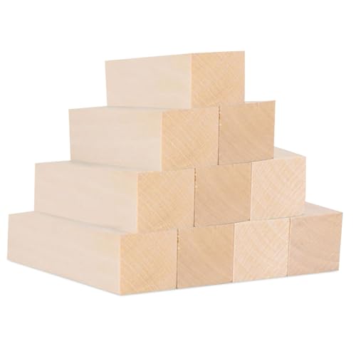 Schnitzholz, 10 Stück Lindenholz Holzblöcke zum Schnitzen, 3,8x3,8x15cm Schnitzen Holzblöcke Unbehandelt, Holzrohlinge zum Schnitzen, für Erwachsene DIY Basteln von FEADBYT