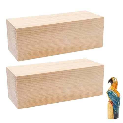 Schnitzholz, 2 Stück Lindenholz Holzblöcke zum Schnitzen, 20x7,5x7,5cm Schnitzen Holzblöcke Unbehandelt, Holzblöcke Lindenholz zum Schnitzen Holz Rohlinge von FEADBYT