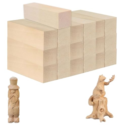 Schnitzholz, 20 Stück Lindenholz Holzblöcke zum Schnitzen, 10 x 2,5 x 2,5cm Schnitzen Holzblöcke Unbehandelt, Holzblöcke für Handwerk, für Handwerkliches Schnitzen, Basteln von FEADBYT