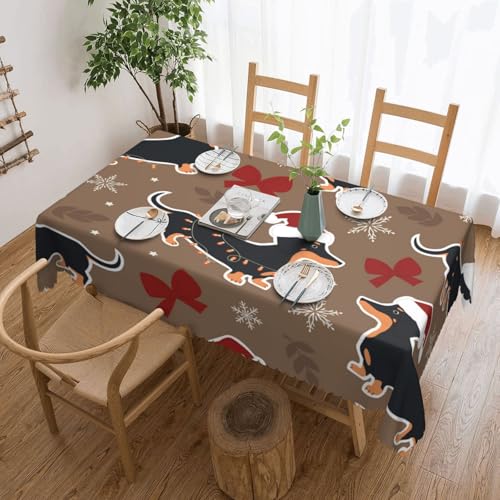 Staubdichte Tischdecke für Küche, Restaurant, Innendekoration, Hund, Dackel im neuen Jahr,Wie Gezeigt,137x183 von FEEHSP