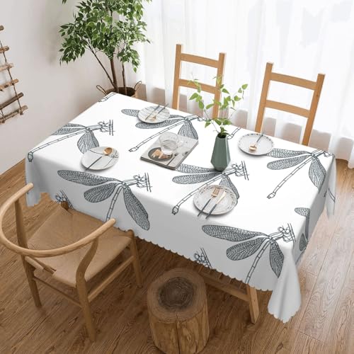 Staubdichte Tischdecke für Küche, Restaurant, Innendekoration, Schwarz-Weiß-Libelle,Wie Gezeigt,137x183 von FEEHSP