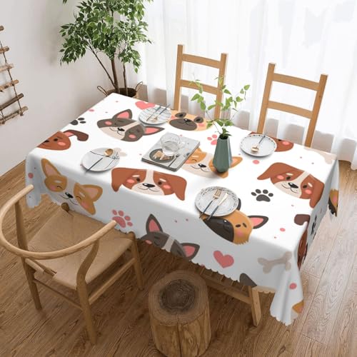 Staubdichte Tischdecke für Küche, Restaurant, Innendekoration, Verschiedene Hunde, süße Haustiere,Wie Gezeigt,137x183 von FEEHSP