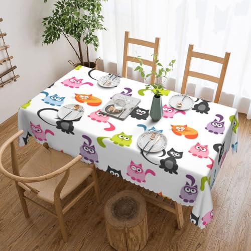 Staubdichte Tischdecke für Küche, Restaurant, Innendekoration, niedliche Bunte Katzen,Wie Gezeigt,137x183 von FEEHSP