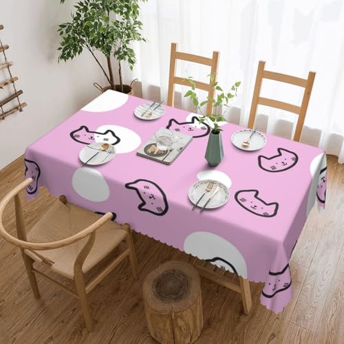 Staubdichte Tischdecke für Küche, Restaurant, Innendekoration, niedlicher Hintergrund mit Katzen,Wie Gezeigt,137x183 von FEEHSP