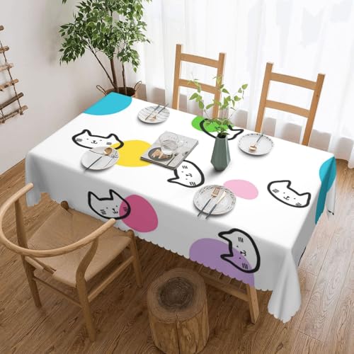 Staubdichte Tischdecke für Küche, Restaurant, Innendekoration, niedlicher Hintergrund mit Katzen,Wie Gezeigt,137x183 von FEEHSP