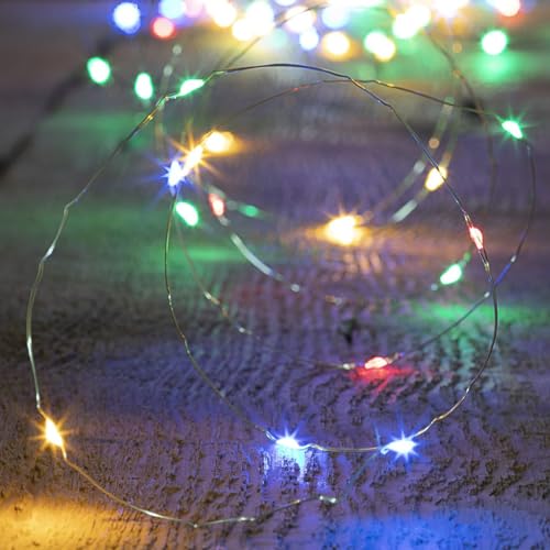 LED-Lichterkette für den Innenbereich, batteriebetrieben, aus flexiblem Kupfer, mehrfarbig, 3,90 m von FEERIC CHRISTMAS