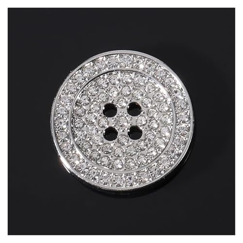 FEFEF 10 Stück Metall-Nähknöpfe, Metall-Perlenknöpfe for 4 Augen, runde Strassknöpfe, Perlmuttknöpfe for Nähen, Strass-Ösenknopf, Nähzubehör(Silver,20mm) von FEFEF