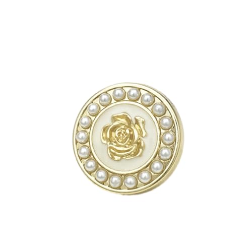 FEFEF 10 Stück Metall-Nähknöpfe, Metall-Perlenknöpfe for Rosen-Perlen-Schaftknöpfe, perfekt for Nähen und Basteln(White,20mm) von FEFEF