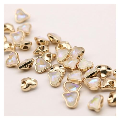 FEFEF 10 Stück Metall-Nähknöpfe, Metall-Perlenknöpfe for die Crystal Peach Heart-Serie, goldene herzförmige Metall-Strassknöpfe for Nähen von Strass-Ösenknöpfen(White) von FEFEF