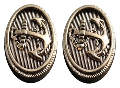 FEFEF 12er-Pack, Metall-Nähknöpfe, Metall-Schaftknöpfe mit Anker-Design, Nähzubehör(Gold,20mm) von FEFEF