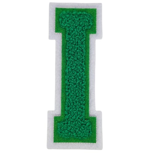 1 x 10,2 cm grüne Chenille-Buchstaben-Aufnäher, zum Aufbügeln für Hüte, Kleidung, Taschen, Rucksäcke, Jeans, große Buchstaben, DIY-Zubehör (Buchstabe I) von FEIDICK