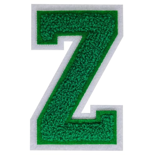 1 x 10,2 cm grüne Chenille-Buchstaben-Aufnäher, zum Aufbügeln für Hüte, Kleidung, Taschen, Rucksäcke, Jeans, große Buchstaben, DIY-Zubehör (Buchstabe Z) von FEIDICK