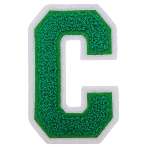 1 x 10,2 cm grüner Chenille-Buchstaben-Aufnäher, zum Aufbügeln für Hüte, Kleidung, Taschen, Rucksäcke, Jeans, große Buchstaben, DIY-Zubehör (Buchstabe C) von FEIDICK