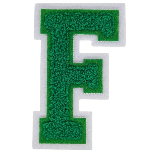 1 x 10,2 cm grüner Chenille-Buchstaben-Aufnäher, zum Aufbügeln für Hüte, Kleidung, Taschen, Rucksäcke, Jeans, große Buchstaben, DIY-Zubehör (Buchstabe F) von FEIDICK