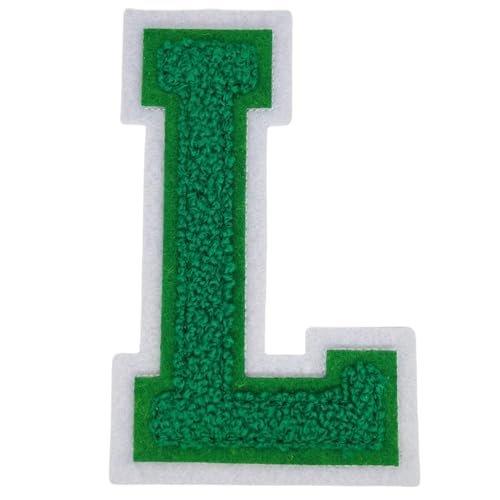 1 x 10,2 cm grüner Chenille-Buchstaben-Aufnäher, zum Aufbügeln für Hüte, Kleidung, Taschen, Rucksäcke, Jeans, große Buchstaben, DIY-Zubehör (Buchstabe L) von FEIDICK