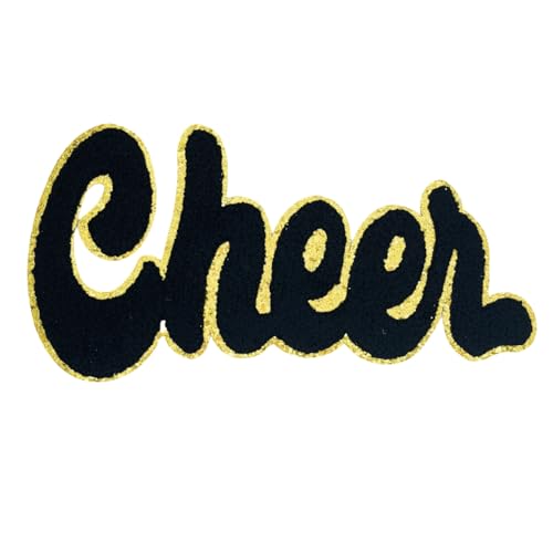 24,5 cm Cheer Chenille Buchstaben Patches zum Aufbügeln für Kleidung, Aufbügler für Hüte, Buchstaben für Taschen, Patches für Rucksäcke, Patches für Jeans (Schwarz) von FEIDICK