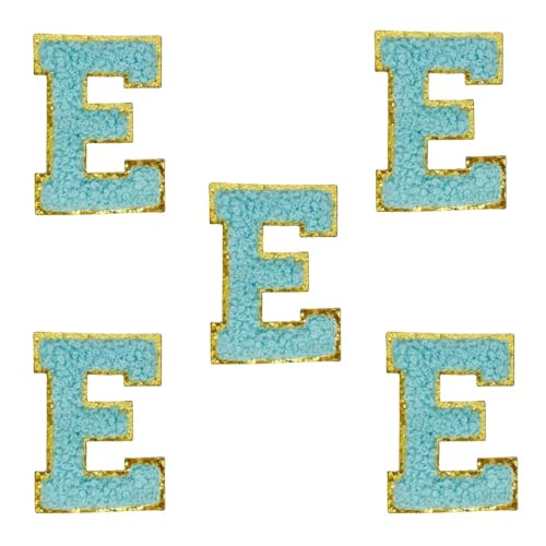 5,5 cm blaue Chenille-Buchstaben-Aufnäher, selbstklebende Buchstaben-Aufnäher für Kleidung, zum Aufkleben von Buchstaben für Make-up-Taschen, Reisetaschen, Hüte, Rucksäcke, Schuhe, Handwerk, Laptop, von FEIDICK