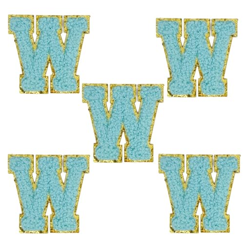 5,5 cm blaue Chenille-Buchstaben-Aufnäher, selbstklebende Buchstaben-Aufnäher für Kleidung, zum Aufkleben von Buchstaben für Make-up-Taschen, Reisetaschen, Hüte, Rucksäcke, Schuhe, Handwerk, Laptop, von FEIDICK