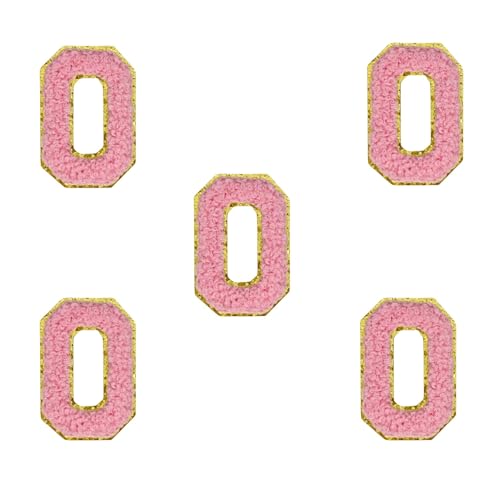 5,5 cm rosa Chenille-Buchstaben-Aufnäher, selbstklebende Buchstaben-Aufnäher für Kleidung, zum Aufkleben, für Make-up-Taschen, Reisetaschen, Hüte, Rucksäcke, Schuhe, Handwerk, Laptop (Buchstabe O) von FEIDICK