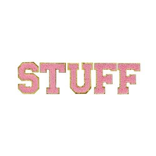 5,5 cm rosa Chenille-Buchstaben-Aufnäher, selbstklebende Buchstaben für Kleidung, Buchstaben zum Aufkleben für Kosmetiktaschen, Reisetaschen, Rucksäcke (Stuff) von FEIDICK