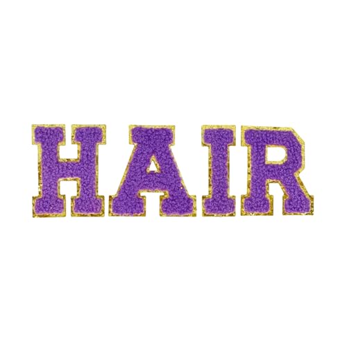 5,5 cm violette Chenille-Buchstaben Patches, selbstklebende Buchstaben für Kleidung, Buchstaben zum Aufkleben für Kosmetiktaschen, Reisetaschen, Rucksäcke (Haare) von FEIDICK