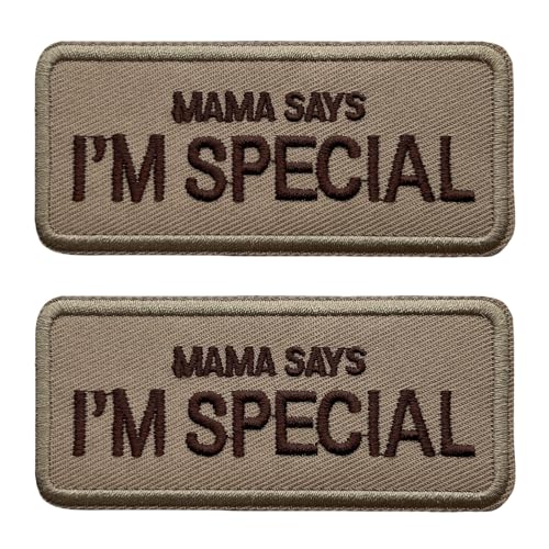 Taktischer Aufnäher, 8,9 cm, Aufschrift "Mama Says I'm Special Moral", bestickt, mit Klettverschluss, Braun, 2 Stück von FEIDICK