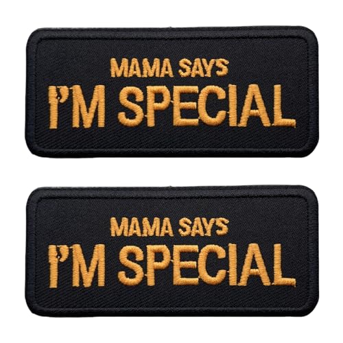 Taktischer Aufnäher, 8,9 cm, Aufschrift "Mama Says I'm Special Moral", bestickt, mit Klettverschluss, Gelb, 2 Stück von FEIDICK