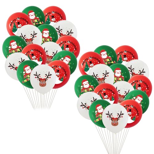 30PCS Weihnachtsballon Kombination FEIEQILAI-Christmas Party Balloons Christmas Pattern Balloons Weihnachten Party Dekoration Weihnachten Ballon Dekoration Kit Latex Ballons von FEIEQILAI