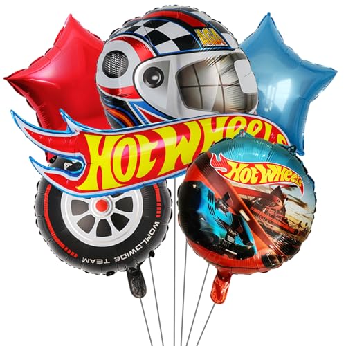 6PCS Rennwagen Folienballons FEIEQILAI- Racing car Party Deko Car Foilballoons für Kinder Rennwagen Geburtstag Dekoration Rennwagen Luftballon Auto Thema Party Dekorationen von FEIEQILAI