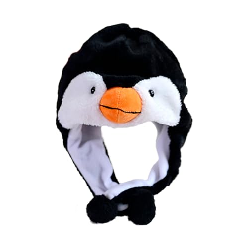 FEIEQILAI Pinguin Plüschmütze Plüsch-Hut mit Ohrenklappe Tierische Plüschmütze Warme Plüschmütze Winter Plüschmütze warm Winter Festival Cosplay geeignet für Jungen Mädchen Erwachsene von FEIEQILAI