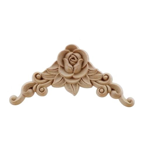 FEIFEIFEI Ornamente Zum Aufkleben Natürliche Blumen-Holzfiguren, Kunsthandwerk, Holzschnitzerei, Eckapplikationen, Rahmen, Wand, Tür, Möbel, Holzschnitzerei, dekorativ Holzornamente(4pcs A 8x8cm) von FEIFEIFEI