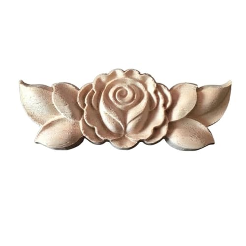 FEIFEIFEI Ornamente Zum Aufkleben Rose Floral Holz geschnitzt Aufkleber Ecke Applikation dekorieren Rahmen Wand Türen Möbel Holzfiguren Schrank dekorative Handwerke Holzornamente(10PC) von FEIFEIFEI