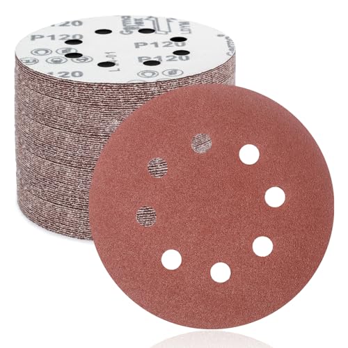 FEIHU Exzenterschleifer schleifpapier 125mm klett 50 Stück, 8 Loch schleifscheiben 125mm Rund klett für Holz Metall und Farbe 100 Körnung von FEIHU