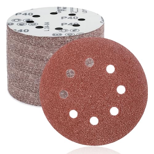 FEIHU Exzenterschleifer schleifpapier 125mm klett 50 Stück, 8 Loch schleifscheiben 125mm Rund klett für Holz Metall und Farbe 40 Körnung von FEIHU