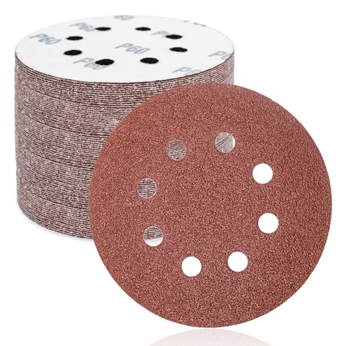 FEIHU Exzenterschleifer schleifpapier 125mm klett 50 Stück, 8 Loch schleifscheiben 125mm Rund klett für Holz Metall und Farbe 60 Körnung von FEIHU