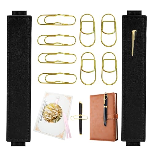 FEIQIAO 10pcs Multifunktionale Stiftstation, Set Einschließlich Verstellbarem Gummiband Stifthalter, Klebe Bleistift Schlaufe für Notebook, Tragbare Metall Bürostift Clips, Fahrradform Büroklammer von FEIQIAO