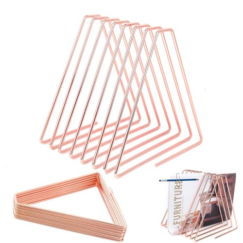 FEIQIAO Verstellbares Teleskop-Dreieck-Schallplattenregal-Bücherregal, Ordner-Organizer-Sortierer aus Draht, dekorativer Desktop-Buch-Organizer-Zeitungsständer (rose gold, 7-Raster) von FEIQIAO