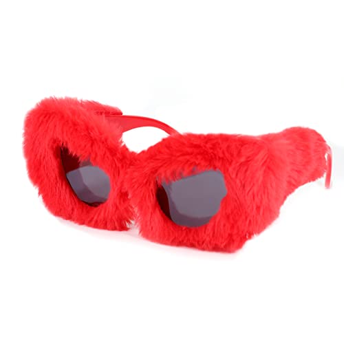 FEISEDY Plüsch Brille Damen Cat Eye 90er Jahre Punk Lustige Sonnenbrille für Karneval oder Fasching Maskerade Brille für Frauen von FEISEDY