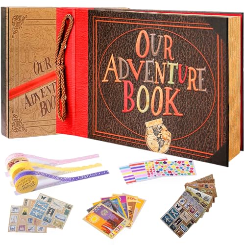 Our Adventure Book Handgefertigtes Sammelalbum mit 80 Seiten, geprägter Schriftzug, inspiriert von "Up", ideal für Fotos, Hochzeiten und Reisen, inklusive Geschenkbox (handgefertigtes Buch) von FEIYU BUY