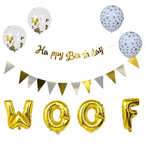 FELTECHELECTR 1 Satz 18 Stück Hundegeburtstagsdekoration Ballon Girlande Hintergrund Haustier-Geburtstagsballon Aluminiumfolie Luftballons Hundeparty-Dekoration Ballons und Banner Partyzubehör von FELTECHELECTR